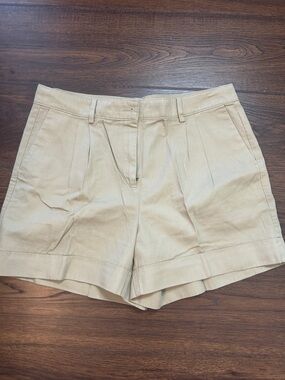 J. Crew Pleated High-Rise Shorts in Beige